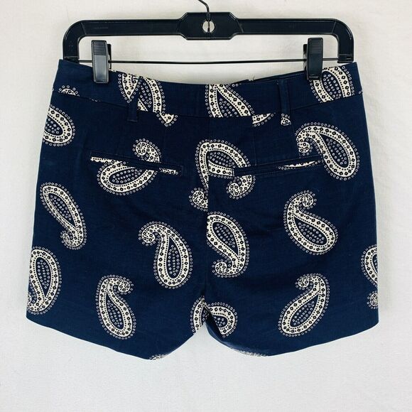 Boden Printed Bistro Shorts Paisley Blue High Waist Cotton Chino Casual Size 2 - Picture 4 of 6